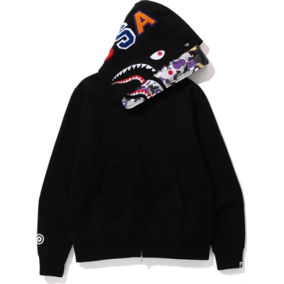 BAPE ABC Camo Shark Zip Hoodie Black 02
