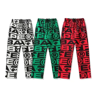 BAPE FW23 full-print letter series shark loose version trousers and sweatpants 01