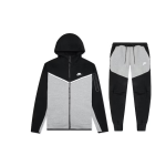 Nike Sportswear Tech Fleece Full Zip Hoodie & Joggers Set Black/Dark Grey Heather/White