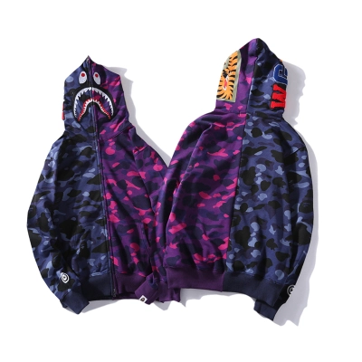 BAPE Color Camo 1/2 Shark Full Zip Hoodie Navy Camo 01