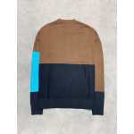OFF WHITE colorblock knitted jacquard oversized off-shoulder sweater