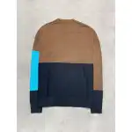 OFF WHITE colorblock knitted jacquard oversized off-shoulder sweater
