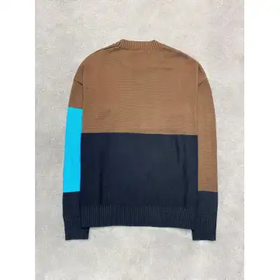 OFF WHITE colorblock knitted jacquard oversized off-shoulder sweater 02