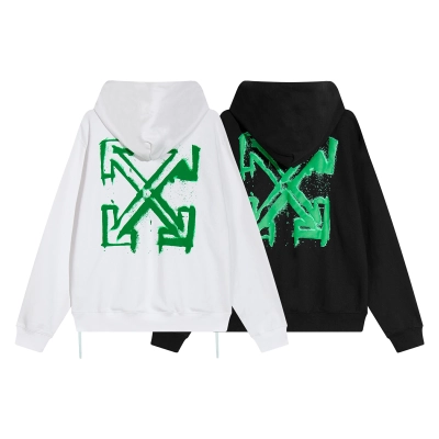 OFF WHITE green spray paint Hoodie  01