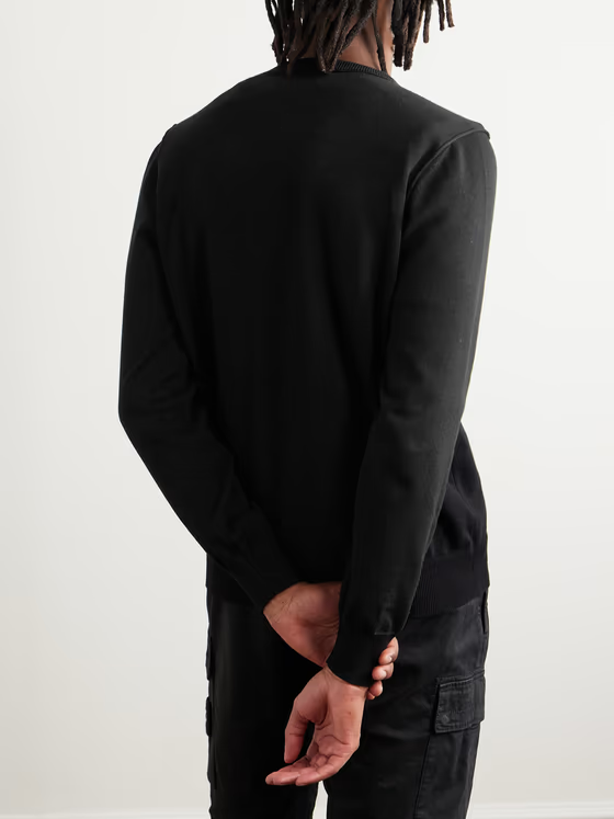 STONE ISLAN* GARMENT DYED CREW NECK SWEAT Black