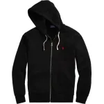 Polo Ralph Lauren Men's Double Knit Full-Zip Hoodie Sweatshirt Black and red