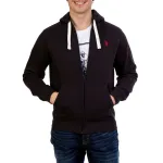 Polo Ralph Lauren Men's Double Knit Full-Zip Hoodie Sweatshirt Black and red