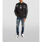 AMIRI Stonewashed Distressed Slim Cut Jeans Deep Classic Blue