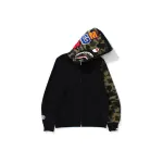 BAPE Shark Full Zip Hoodie Camo Sleeve Black