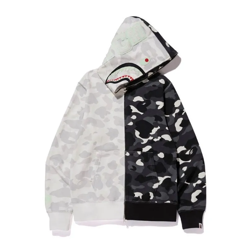 half shark camo bape hoodie