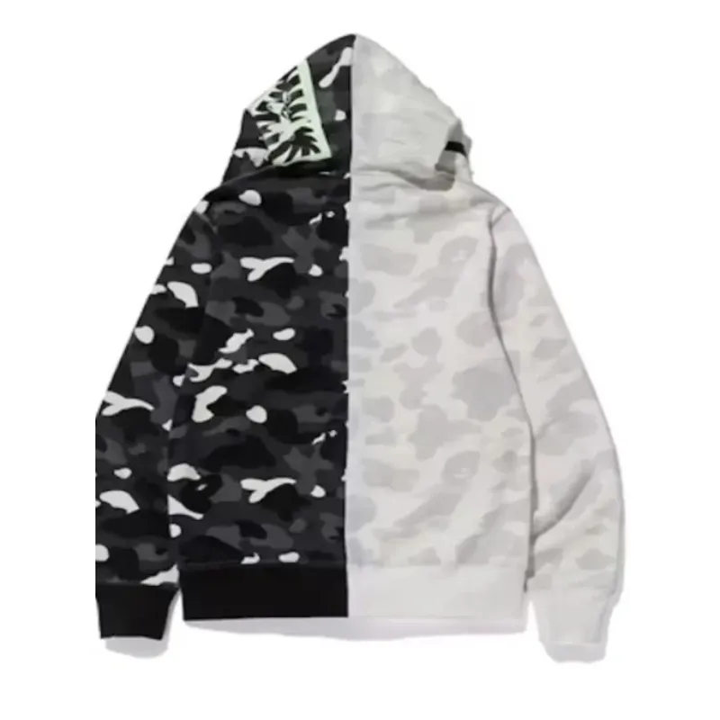 half shark camo bape hoodie