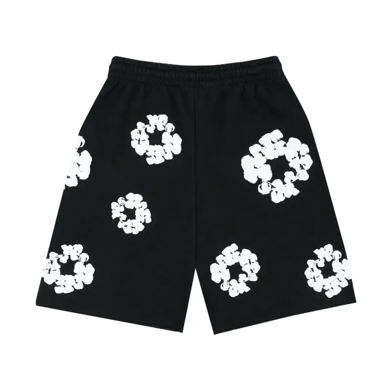denim tears the cotton wreath shorts black