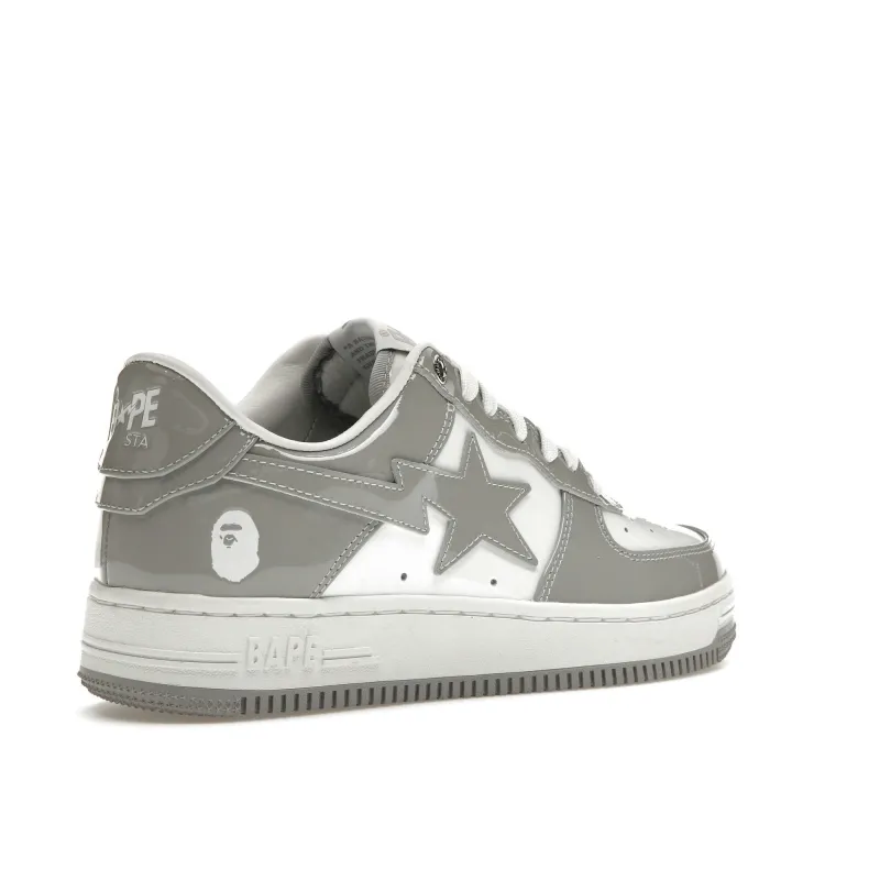 pk god batch a bathing ape bape sta patent leather white grey (2023)