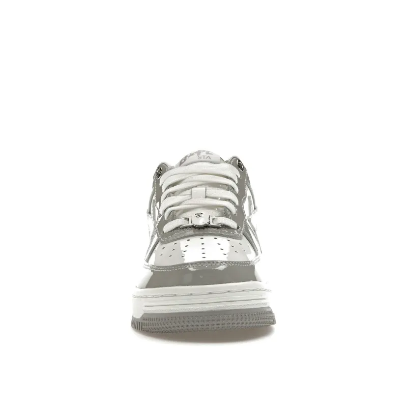 pk god batch a bathing ape bape sta patent leather white grey (2023)