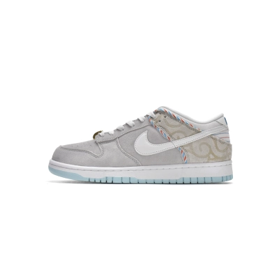 PK God Batch Nike Dunk Low Barber Shop - Grey DH7614-500  01