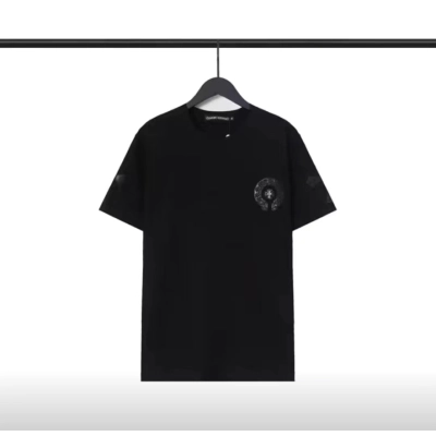 Chrome Hearts Sanskrit Letters Cross T-Shirt Black and white 02