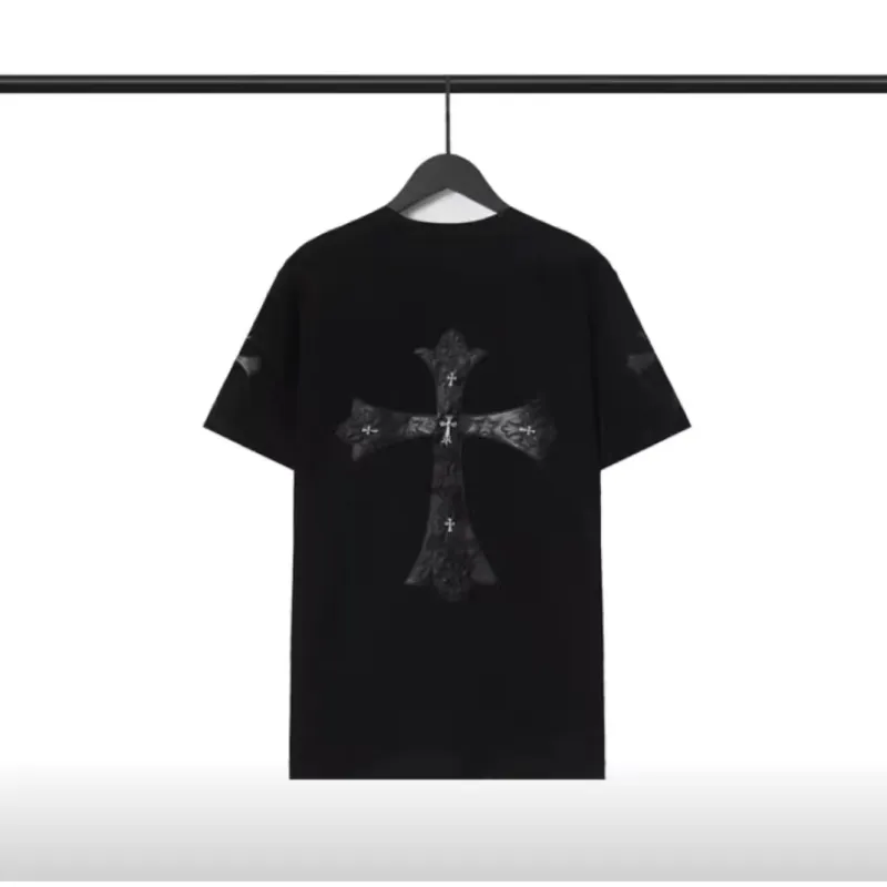 chrome hearts sanskrit letters cross t-shirt black and white