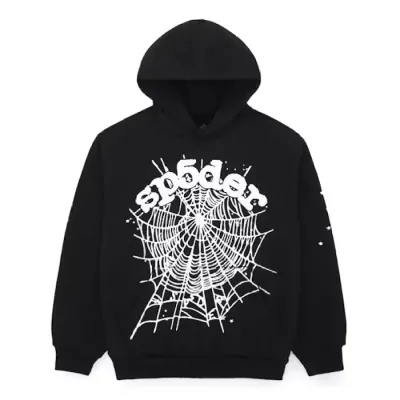 Sp5der Worldwide BLACK OG WEB HOODIE 01