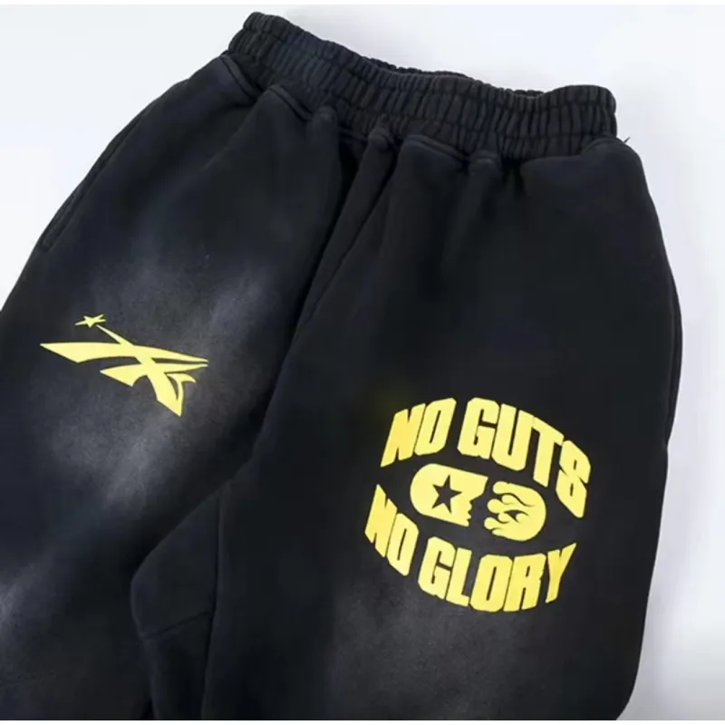 H*lst*r no guts no glory flare bottom sweatpants midnight dye black