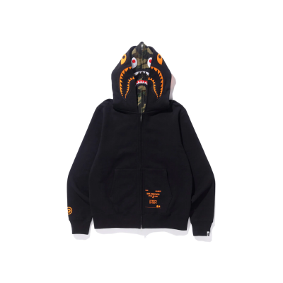 BAPE x Undefeated Double Shark Full Zip Hoodie Black 01