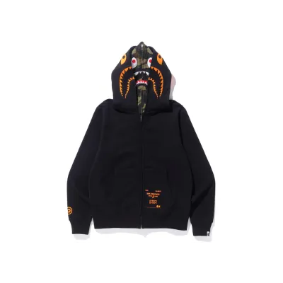 BAPE x Undefeated Double Shark Full Zip Hoodie Black 01