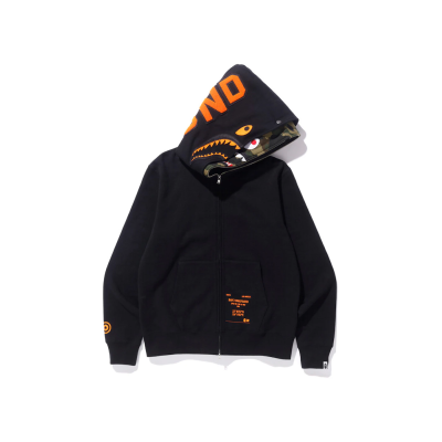 BAPE x Undefeated Double Shark Full Zip Hoodie Black 02