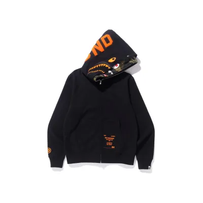 BAPE x Undefeated Double Shark Full Zip Hoodie Black 02