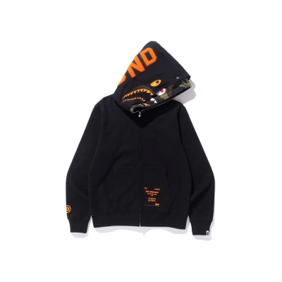 BAPE x Undefeated Double Shark Full Zip Hoodie Black 02