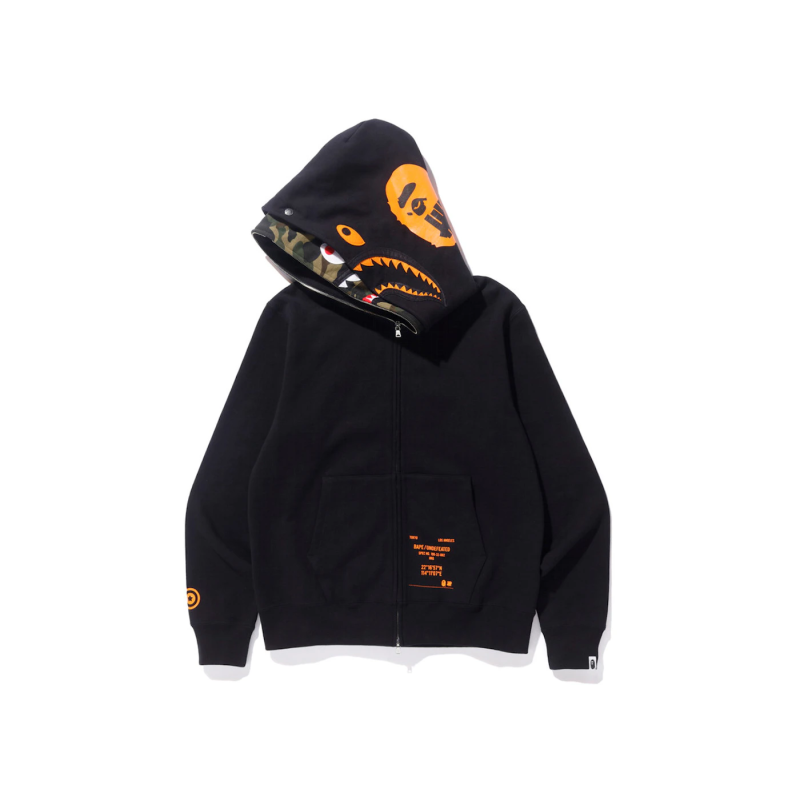 BAPE x Undefeated Double Shark Full Zip Hoodie Black