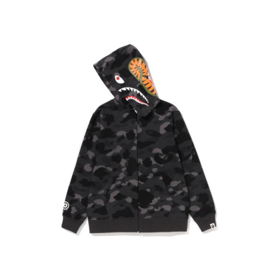 Bape Color Camo Shark Full Zip Hoodie Black 01