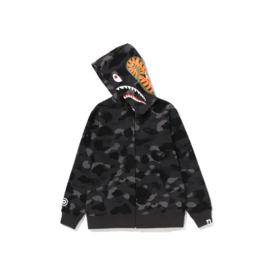 Bape Color Camo Shark Full Zip Hoodie Black 01