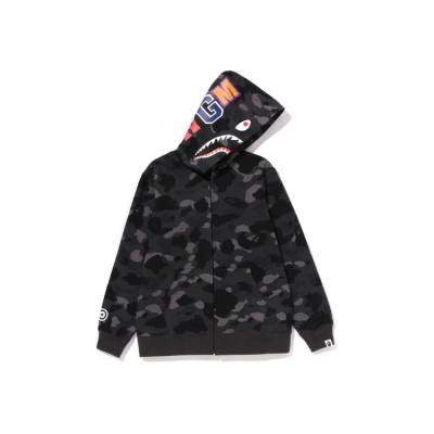 Bape Color Camo Shark Full Zip Hoodie Black 02