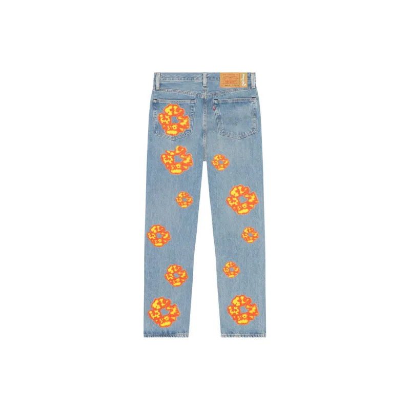 denim tears x offset 501 jeans light wash