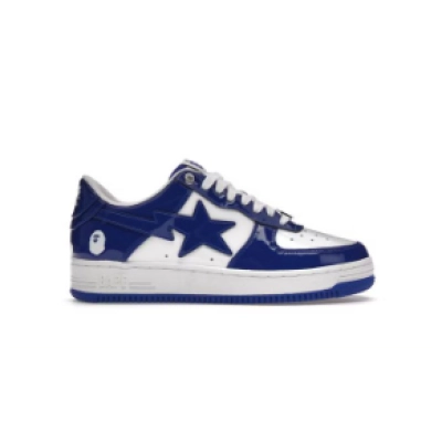 PK God Batch A Bathing Ape Bape StaPatent Leather White Blue (2023) 01