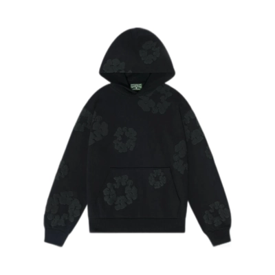 Denim Tears Cotton Wreath Hooded Sweatshirt 'Black Monochrome' 01
