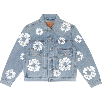 DENIM TEARS TYPE - 2 ALL OVER WREATH LIGHT WASH Jacket 01