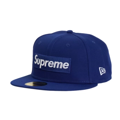 Supreme MLB Teams Los Angeles Box Logo New Era 59Fifty Fitted Cap Dark Royal 01