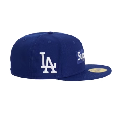Supreme MLB Teams Los Angeles Box Logo New Era 59Fifty Fitted Cap Dark Royal 02