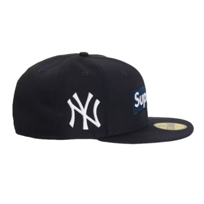 Supreme MLB Teams New York Box Logo New Era 59Fifty Fitted Cap Navy 02
