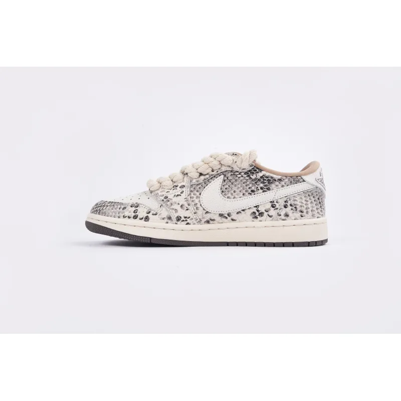【limited deal】pk god batch air jordan 1 low travis scott crackle snakeskin