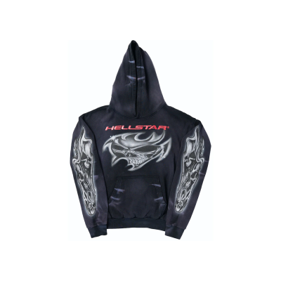 Hellstar Airbrushed Skull Hoodie Black 01