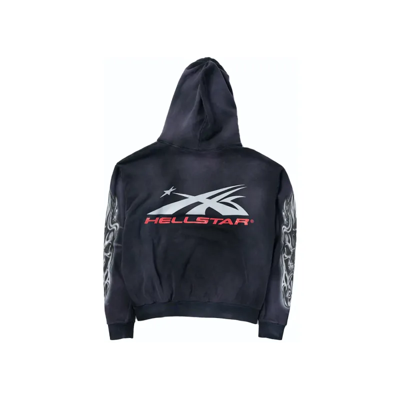 H*lst*r airbrushed skull hoodie black