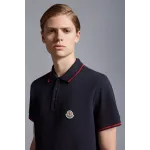 Moncler Logo Polo Shirt Navy blue/Red/White