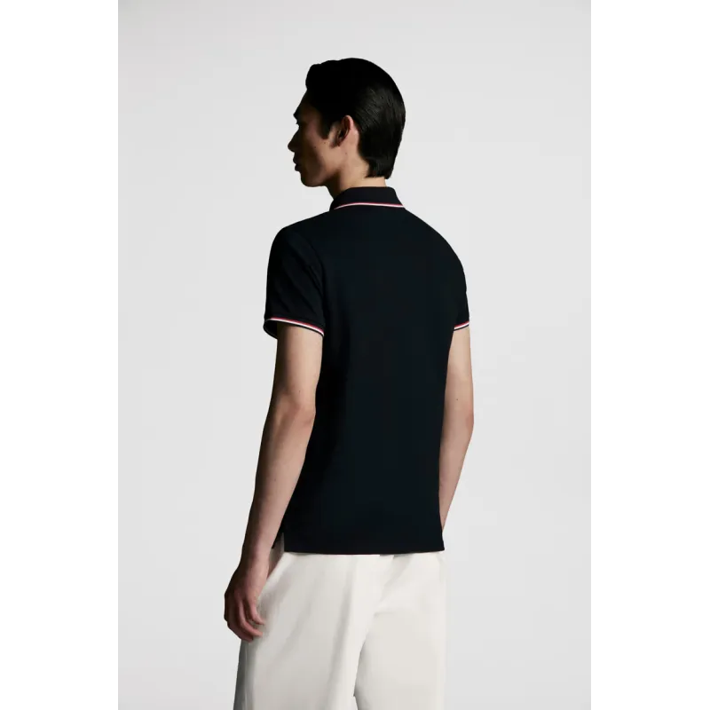 moncler collection logo patch polo shirt male black