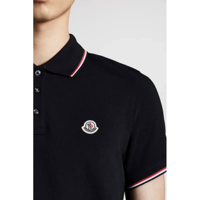 moncler collection logo patch polo shirt male black