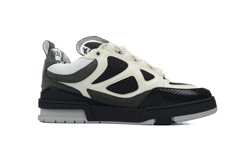 PK God Batch LOUIS VUITTON Leather lace up Fashionable Board Shoes Black Gray 1AC52M