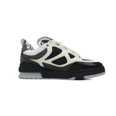 PK God Batch LOUIS VUITTON Leather lace up Fashionable Board Shoes Black Gray 1AC52M 02