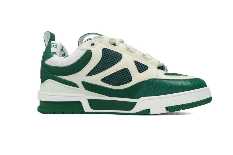 PK God Batch LOUIS VUITTON Leather lace up Fashionable Board Shoes White Green 1AC520