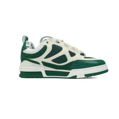 PK God Batch LOUIS VUITTON Leather lace up Fashionable Board Shoes White Green 1AC520 02