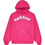 Sp5der Legacy Hoodie Pink and white